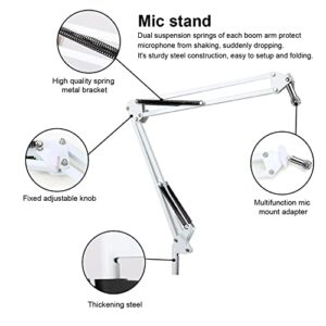 YOUSHARES Mic Stand with Pop Filter - Microphone Boom Arm Stand with Foam Cover Windscreen Compatible with white Blue Snowball iCE Mic by YOUSHARES