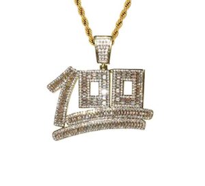 100 percent emoji money custom pendant iced out diamond cz necklace men women 925 italy gold finish iced silver charm ice out pendant stainless steel real 3 mm rope chain, rope necklace (20)