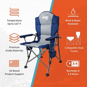 Gobi Heat - Terrain Portable Heated Camping Chair - Outdoor Folding Chair with Heated Filling - Winter Camping Essential - 3 Heat Settings