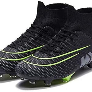 GTY Men's Soccer Boots Football Cleats Firm Hightop Shoes for Training Athletic Black, 10