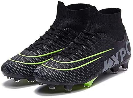 GTY Men's Soccer Boots Football Cleats Firm Hightop Shoes for Training Athletic Black, 10