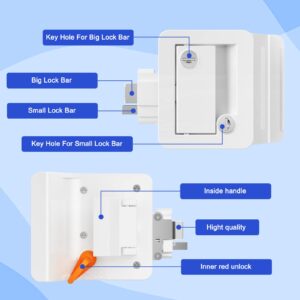 RISTOW Upgraded RV Door Locks for Travel Trailers with Paddle Deadbolt, Camper Door Latch Lock Replacement Kit for Trailer Door Camper Horse Trailer Cargo Hauler White