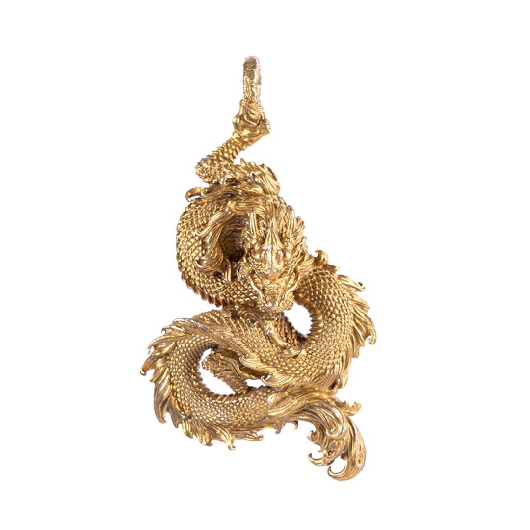 COPPERTIST.WU Dragon Pendant Necklace for Men丨Cool Gothic Punk Brass Dragon Head Animal Charm