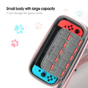 Smatree Hard Shell Carry Case for Nintendo Switch with 10 Game Cartridges, Protective storage Case for Travel（Pink）