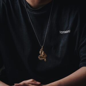 COPPERTIST.WU Dragon Pendant Necklace for Men丨Cool Gothic Punk Brass Dragon Head Animal Charm