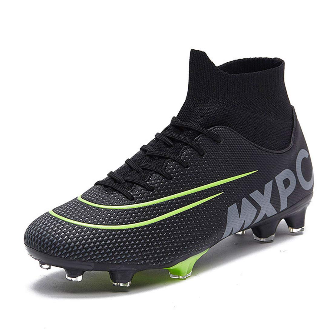 GTY Men's Soccer Boots Football Cleats Firm Hightop Shoes for Training Athletic Black, 10