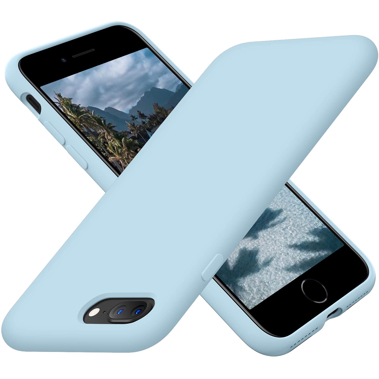 Cordking Designed for iPhone 8 Plus Case, Designed for iPhone 7 Plus Case, Silicone Ultra Slim Shockproof Phone Case with [Soft Anti-Scratch Microfiber Lining], 5.5 inch, Sky Blue