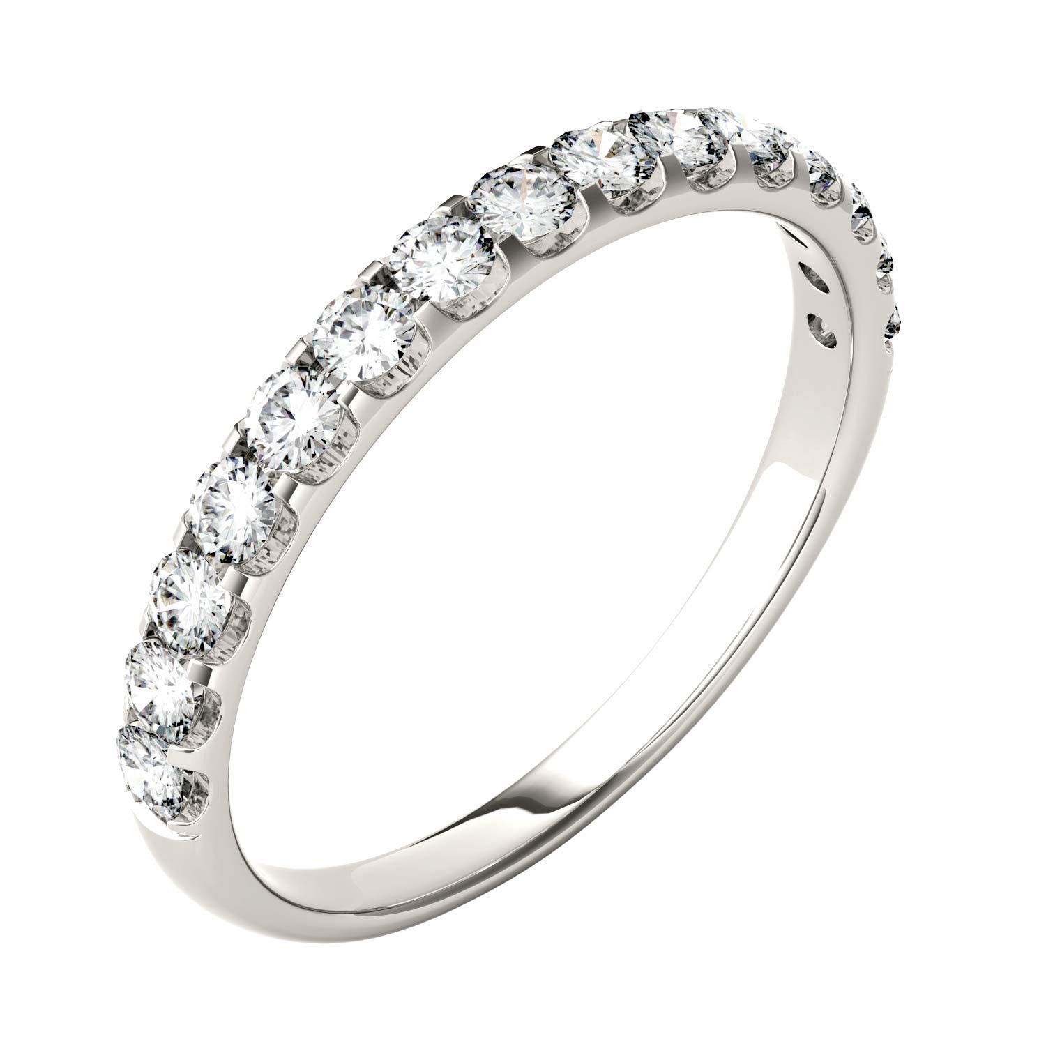 14K White Gold Moissanite by Charles & Colvard 2mm Round Wedding Band-size 6 0.45cttw DEW by Charles & Colvard