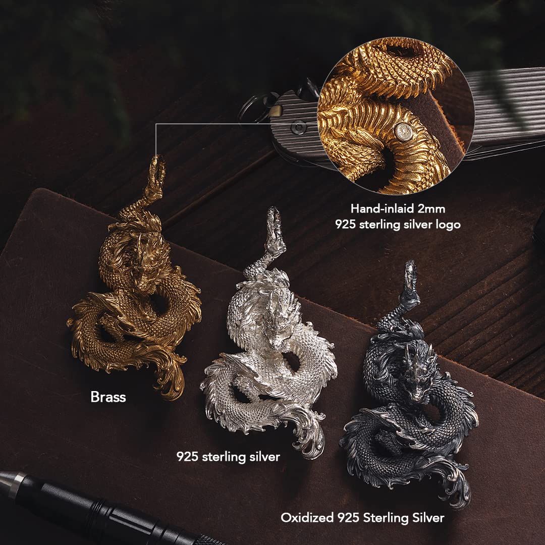 COPPERTIST.WU Dragon Pendant Necklace for Men丨Cool Gothic Punk Brass Dragon Head Animal Charm