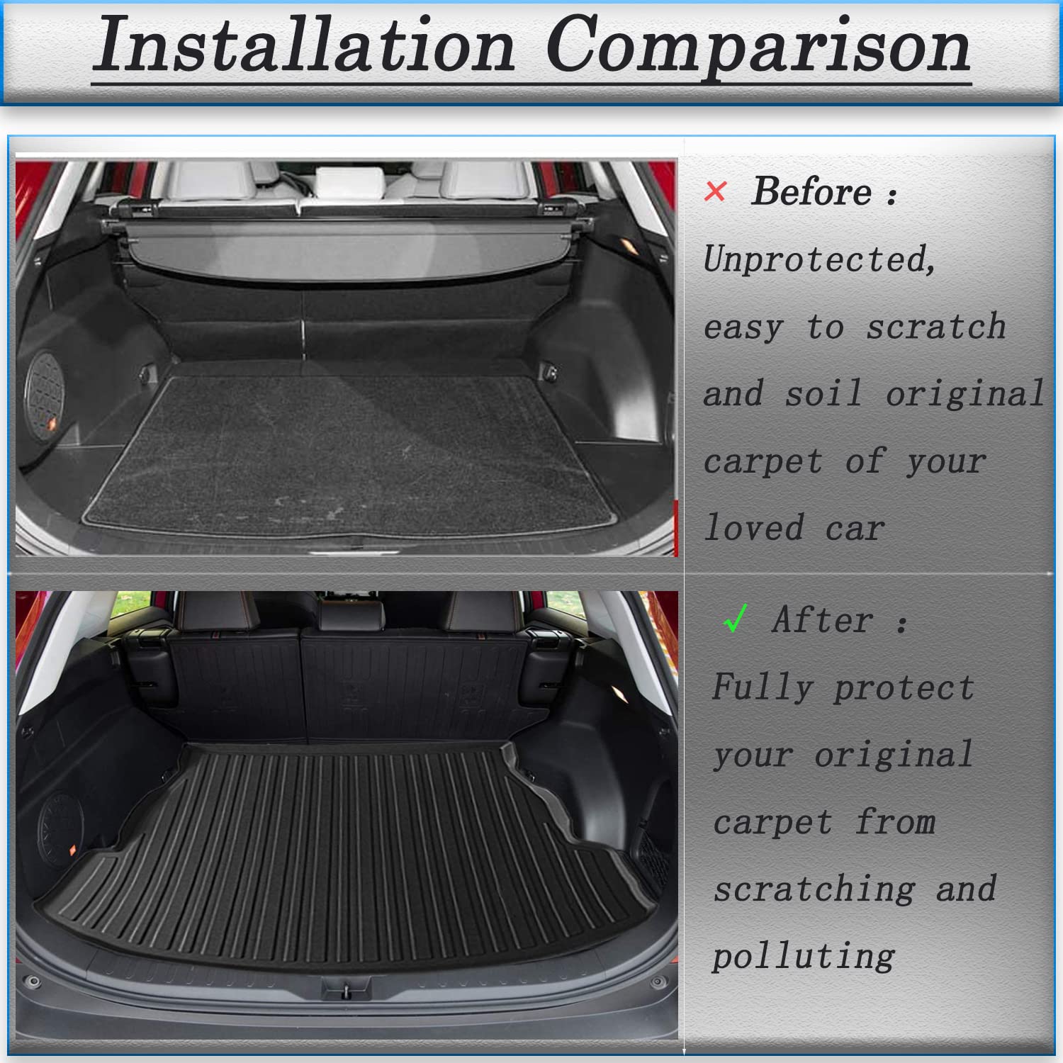 Escape Cargo Liners - All Weather Rear Trunk Tray Cargo Mats Protector Compatible with Ford Escape, 3D Tech Waterproof Durable Odorless Flexible TPO Accessories, Compatible with Escape 2020-2023 2024