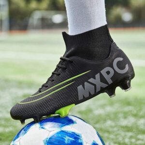 GTY Men's Soccer Boots Football Cleats Firm Hightop Shoes for Training Athletic Black, 10