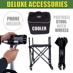 Rover Sports Packhopper Deluxe Tennis Ball Cart - This Tennis Racket Bag and Tennis Ball Hopper In One Converts To A Wheeled Tennis Ball Basket Cart and Tennis Ball Picker Upper