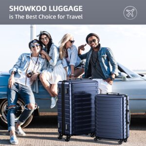 SHOWKOO Luggage Expandable Hardside Lightweight Durable Spinner Wheels Clearance Suitcase Set with TSA Lock 3 PCS (Deep blue)