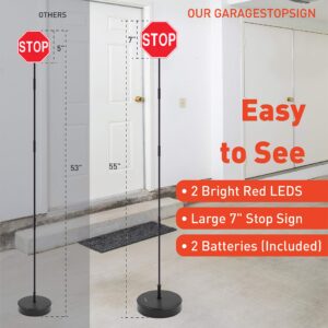 SECURITYMAN LED Stop Sign for Garage Parking Assist [Upgraded Base] - Large 7" Sign, Bright Red LEDs, Adjustable Height - Garage Car Stop Indicator That Lights Up