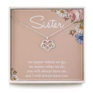 rarelove sister gifts from sisters,925 sterling silver tiny infinity heart necklaces for women,birthday jewelry gift necklaces for sisters,mothers day christmas gifts