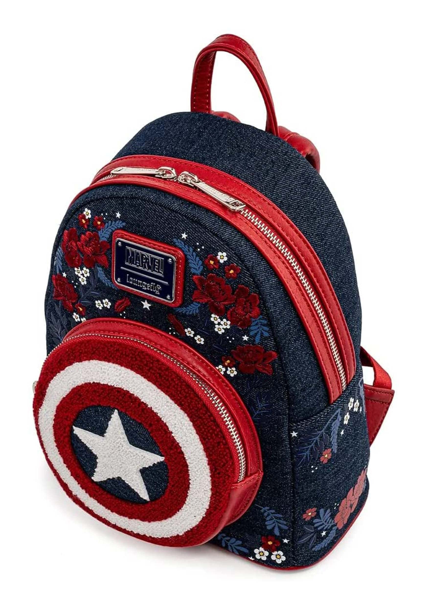 Loungefly Capt America 80th Anniversary Sheild Mini Backpack Blue-Red