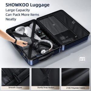 SHOWKOO Luggage Expandable Hardside Lightweight Durable Spinner Wheels Clearance Suitcase Set with TSA Lock 3 PCS (Deep blue)