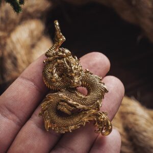 COPPERTIST.WU Dragon Pendant Necklace for Men丨Cool Gothic Punk Brass Dragon Head Animal Charm