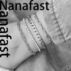 Nanafast 4-6PCS Ankle Bracelets Set for Women Gold Boho Beach Anklet Chain Adjustable Foot Jewelry Extremely Simple Style-4PCS-Silver