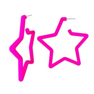 80 90s colorful star hoop earrings colorful big hoop earrings retro neon earrings dangle earrings for women (star rose red)