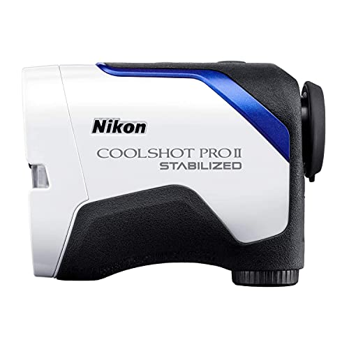 Nikon COOLSHOT PROII STABILIZED Golf Rangefinder, Waterproof, 6X Magnification, Slope, HYPER READ, DUAL LOCKED ON ECHO, OLED Display, 5 Year Warranty, White/Blue/Black