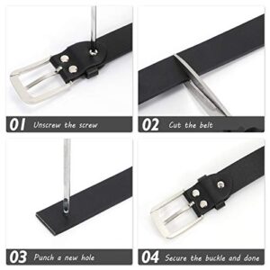 WHIPPY Women Casual Leather Belt for Jeans, Fashion Ladies Waist Dress Belt (Fit Waist Size 32-37 Inches, Black)