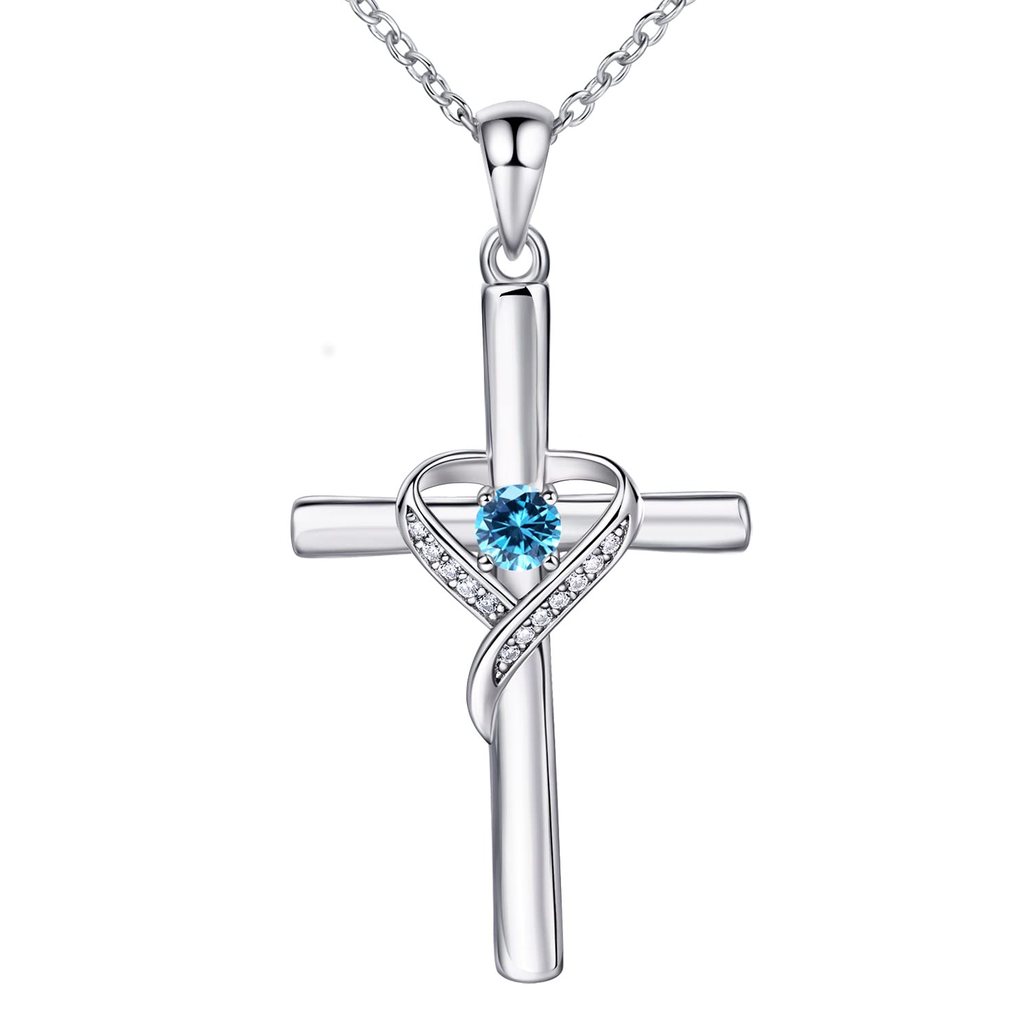 AmorAime 925 Sterling Silver Cross Necklaces for Women Heart Necklaces for Festival, Vacation or Holiday