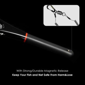 SF Fly Fishing Stealth Carbon Fiber Landing Net Soft Silicone Rubber Mesh Steelhead Catch and Release Net with Black Magnetic Net Release Combo Kit