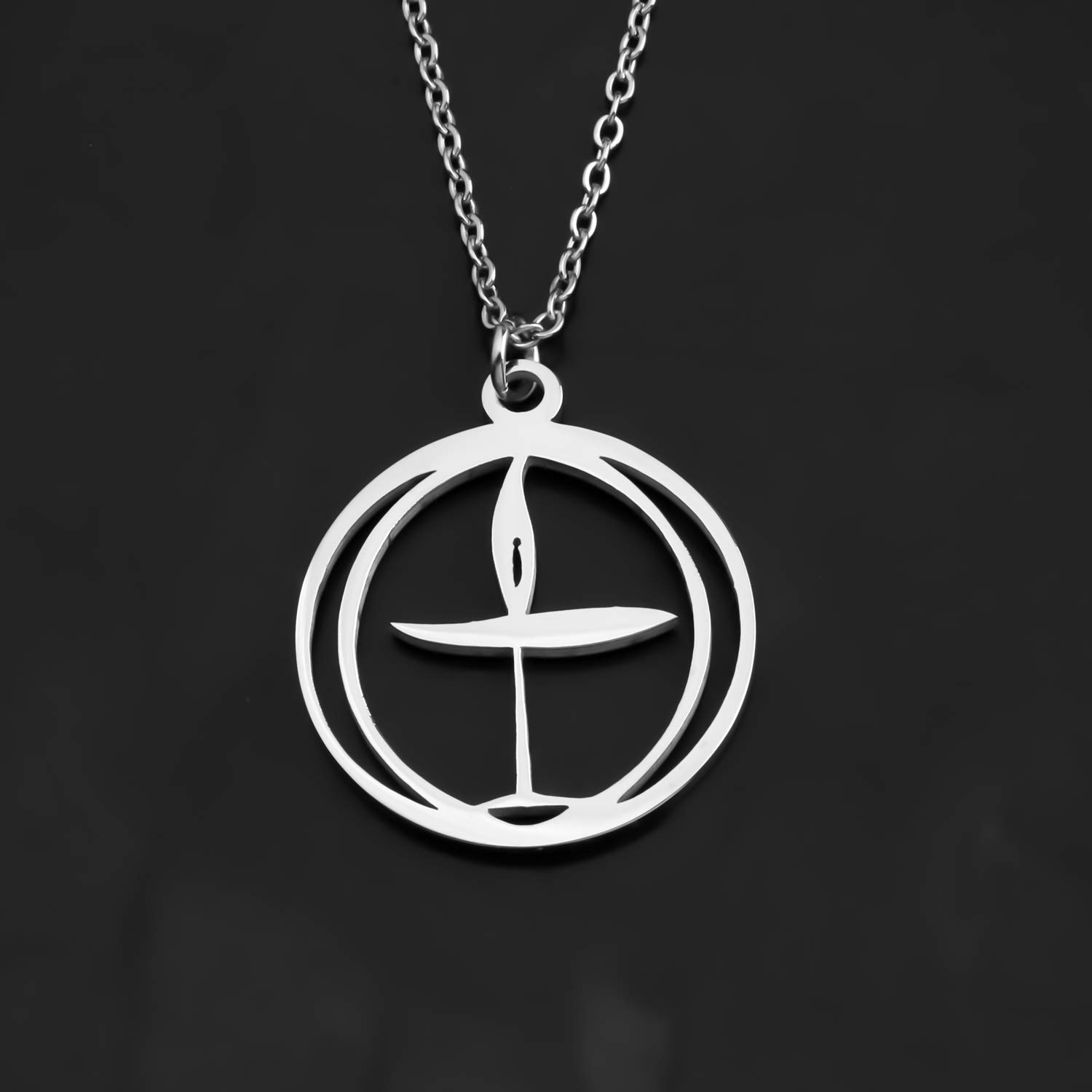 CENWA Flame Symbol Talisman Pendant Stainless Steel Jewelry (Flame Symbol N)