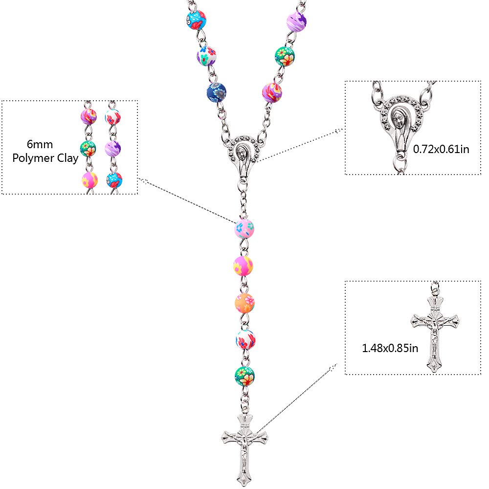 YWLI 7 PCS Rosary Beads Catholic for Woman - Confirmation Gifts for Teenage Girl, 7 Day Rosary, Various Styles of Rosary Necklace Set, Cross Rosary Necklace for Women