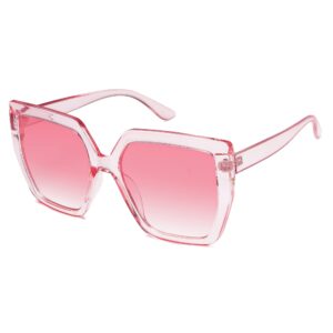 sojos horned rim thick sunglasses for women trendy oversized black modern hipster fashion shades sj2161 with transparent/gradient pink