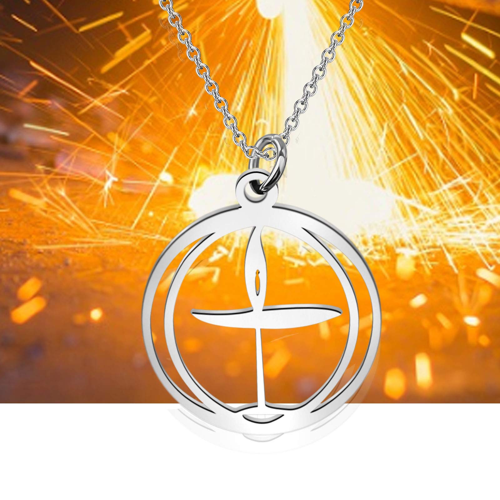 CENWA Flame Symbol Talisman Pendant Stainless Steel Jewelry (Flame Symbol N)