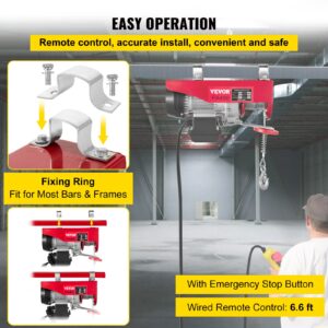 VEVOR 880LBS Electric Winch, Steel Electric Lift, 110V Electric Hoist With Wireless Remote Control