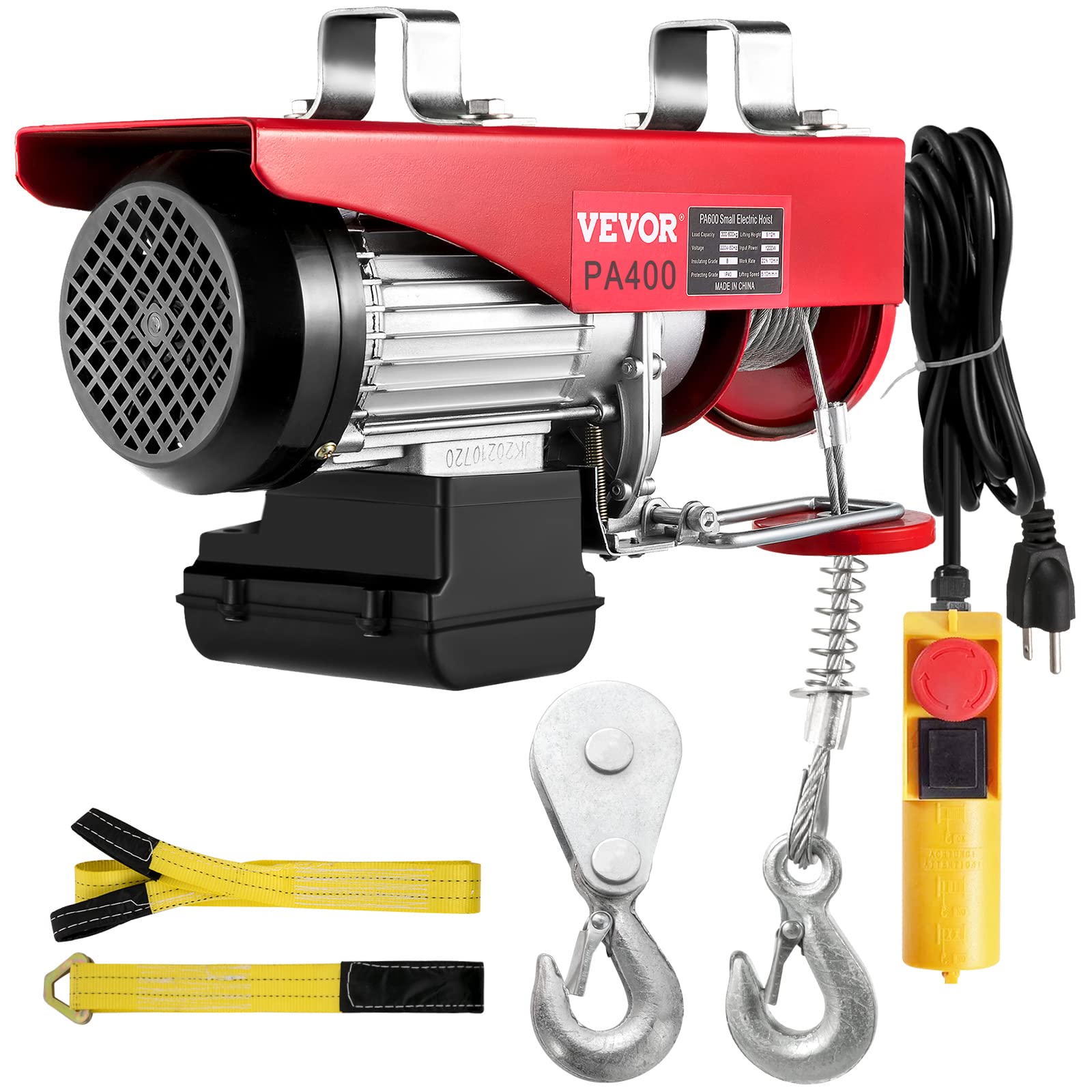 VEVOR 880LBS Electric Winch, Steel Electric Lift, 110V Electric Hoist With Wireless Remote Control