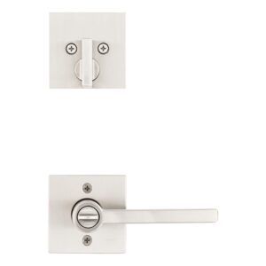 Kwikset 991 Halifax Keyed Entry Lever and Single Cylinder Deadbolt Combo Pack featuring SmartKey Security in Satin Nickel