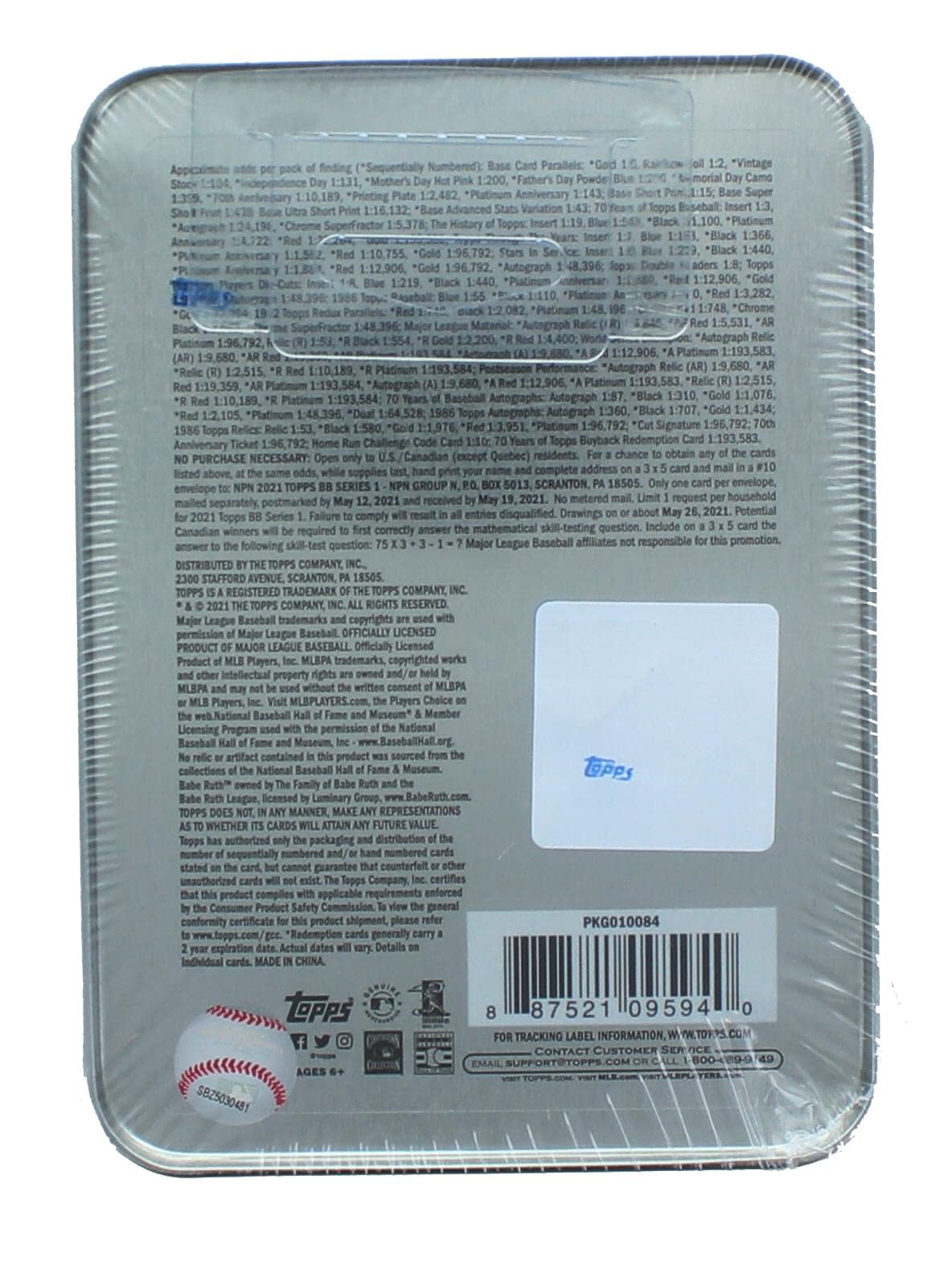 2021 Topps Series 1 Baseball Tin: 75 Cards