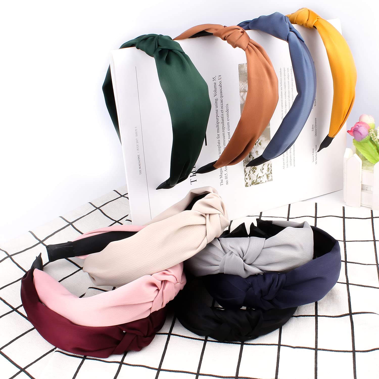 TOBATOBA Knotted Headbands for Women 10 Pack Solid Color Headbands for Women Head Bands Diademas Para Mujer De Moda Wide Knot Headbands Elastic Hairband Hair Accessories for Women and Girls