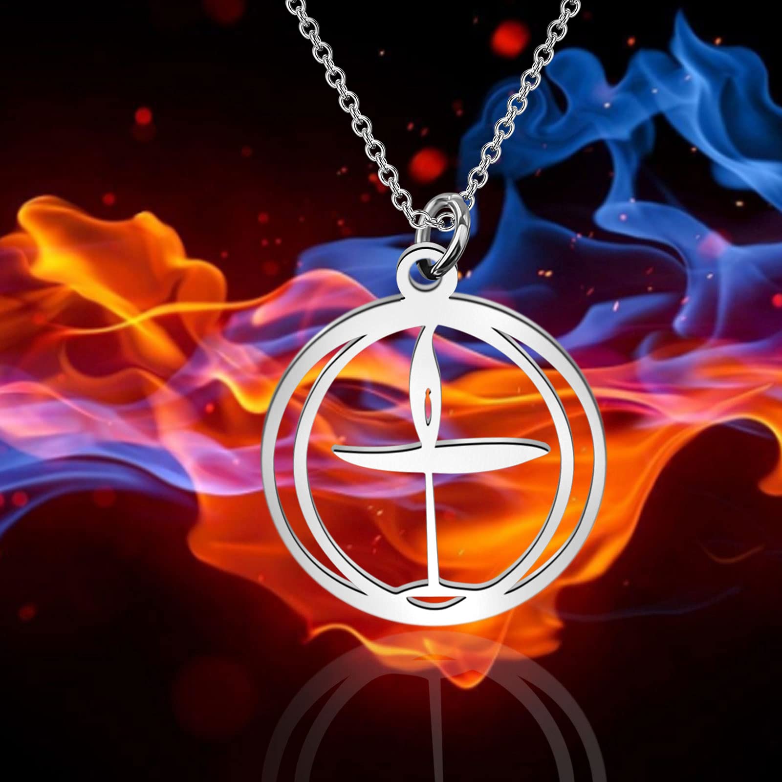 CENWA Flame Symbol Talisman Pendant Stainless Steel Jewelry (Flame Symbol N)