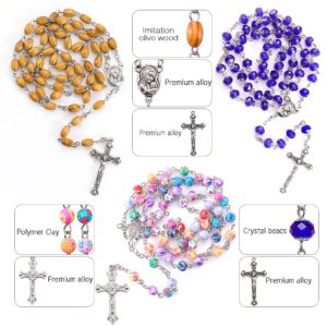 YWLI 7 PCS Rosary Beads Catholic for Woman - Confirmation Gifts for Teenage Girl, 7 Day Rosary, Various Styles of Rosary Necklace Set, Cross Rosary Necklace for Women