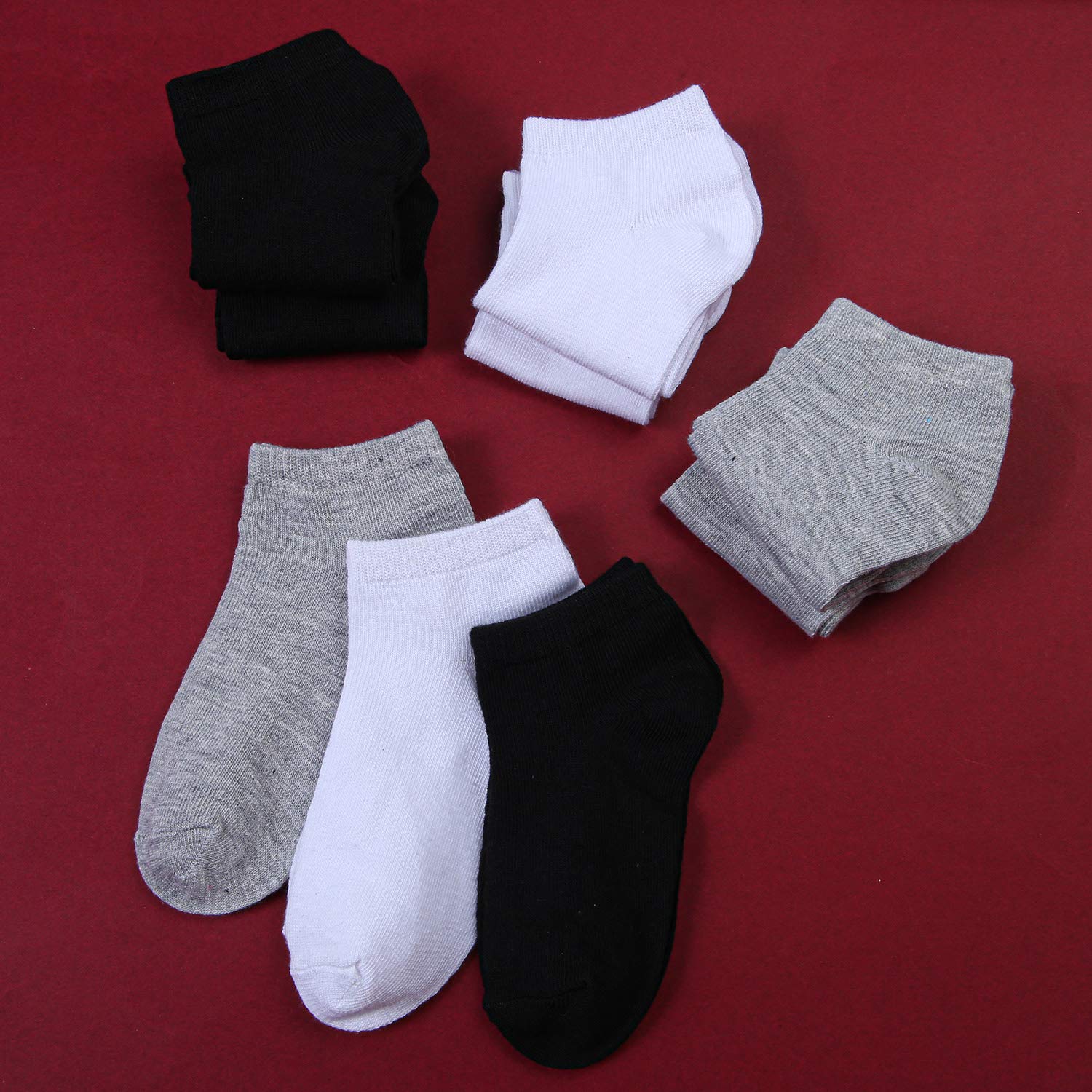 Cooraby 25 Pairs Kids' Socks Low Cut Socks Half Cushion Sport Ankle Athletic Socks for Boys Girls