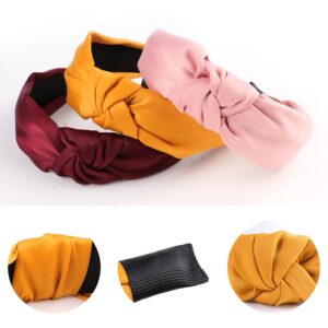 TOBATOBA Knotted Headbands for Women 10 Pack Solid Color Headbands for Women Head Bands Diademas Para Mujer De Moda Wide Knot Headbands Elastic Hairband Hair Accessories for Women and Girls