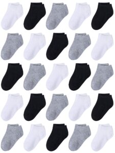 cooraby 25 pairs kids' socks low cut socks half cushion sport ankle athletic socks for boys girls