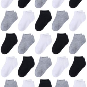 Cooraby 25 Pairs Kids' Socks Low Cut Socks Half Cushion Sport Ankle Athletic Socks for Boys Girls