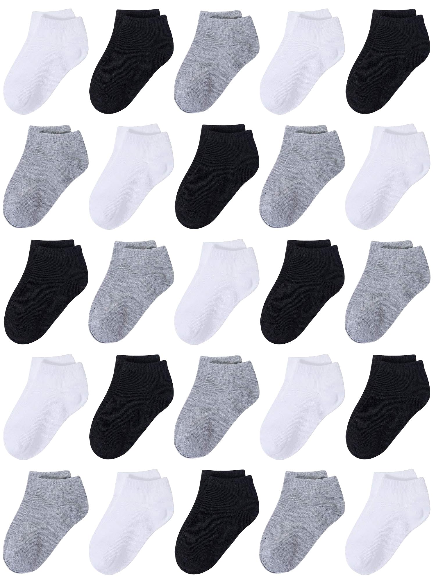 Cooraby 25 Pairs Kids' Socks Low Cut Socks Half Cushion Sport Ankle Athletic Socks for Boys Girls