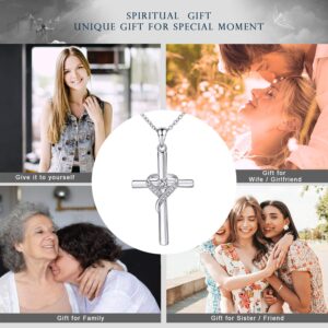 AmorAime 925 Sterling Silver Cross Necklaces for Women Heart Necklaces for Festival, Vacation or Holiday