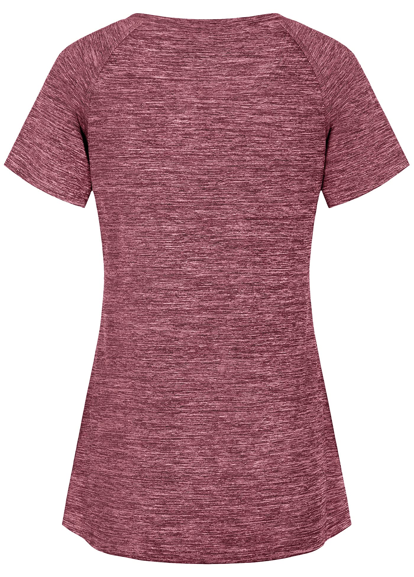 Helloacc Womens Scoop Neck Short Sleeve Yoga Top Loose Fit Sport Workout T Shirt Wine Red