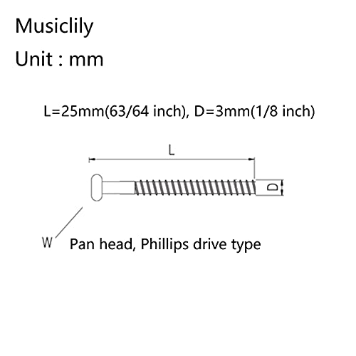 Musiclily Basic 3x25mm Metal Metric Thread Humbucker Pickup Height Adjustment Screws Humbucker Pickup Ring Mounting Screws for Epiphone SG Import Pickups, Black (Set of 20)