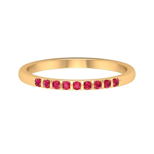 Rosec Jewels Ruby Eternity Band Ring for Women, AAA Quality, Certified Ruby Stackable Anniversary Ring, 14K Yellow Gold, Size:US 6.00