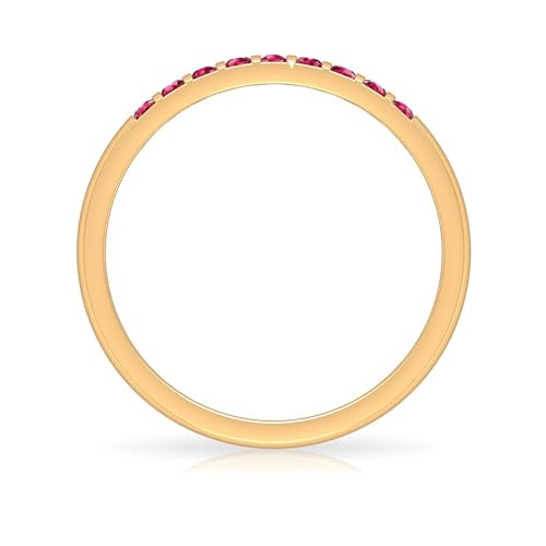 Rosec Jewels Ruby Eternity Band Ring for Women, AAA Quality, Certified Ruby Stackable Anniversary Ring, 14K Yellow Gold, Size:US 6.00