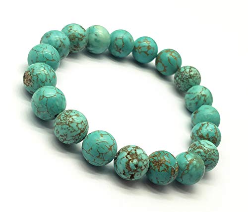 Natural Gemstone 7.5 Inches Bracelet, Turquoise Bracelet, 12 mm Size, Smooth Bracelet, Round Beads Bracelet, Gemstone bracelets for women, Men, Girls & Unisex.